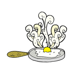 frying comic book style cartoon egg