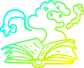 cold gradient line drawing cartoon spell book