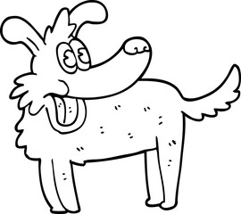 line drawing cartoon happy dog
