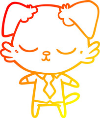 warm gradient line drawing cute cartoon dog
