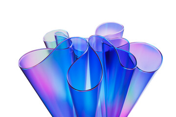Abstract colorful gradient folded transparent plastic material 3d rendering, modern poster template
