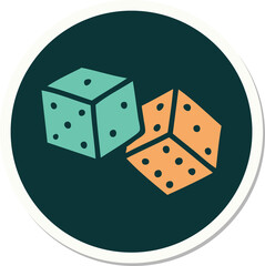 tattoo style sticker of lucky dice