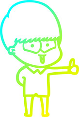 cold gradient line drawing cartoon happy boy