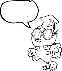 cute speech bubble cartoon well educated bird