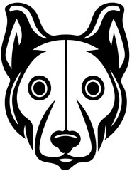 Black and white mascot logo design of a dog head, vector illustration, silhouette drawing 