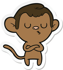 sticker of a cartoon annoyed monkey