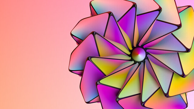 Rainbow color geometric flower.