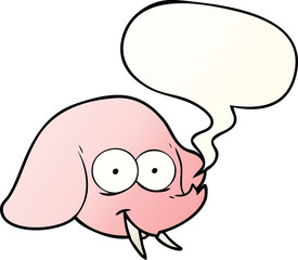 cartoon elephant face and speech bubble in smooth gradient style