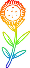 rainbow gradient line drawing cartoon sunflower