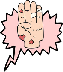 speech bubble cartoon injured hand