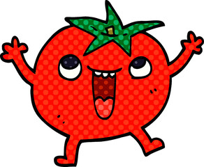 cartoon doodle happy tomato