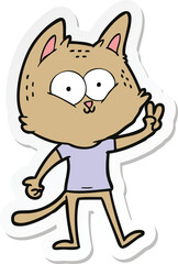 sticker of a cartoon cat giving peace sign