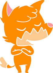friendly flat color style cartoon fox