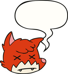 cartoon dead fox face and speech bubble