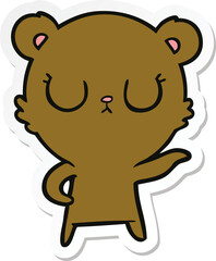 sticker of a peaceful cartoon bear
