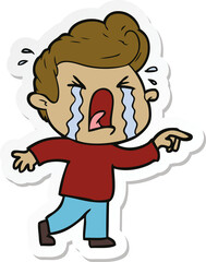 sticker of a cartoon crying man