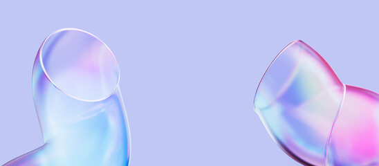 Abstract Soap bubbles design element. 3d rendering modern fluid shapes, poster template, futuristic multicolored gradient glass tubes