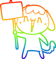 rainbow gradient line drawing cute cartoon dog