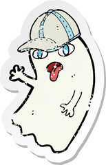 retro distressed sticker of a cartoon ghost