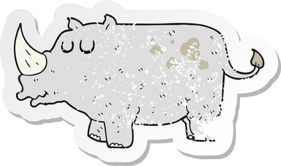 retro distressed sticker of a cartoon rhino