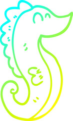 cold gradient line drawing cartoon sea horse