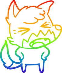 rainbow gradient line drawing angry cartoon fox