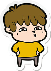 sticker of a cartoon curious man