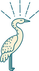 traditional tattoo style standing stork