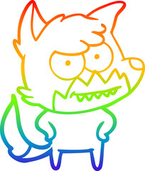 rainbow gradient line drawing cartoon grinning fox