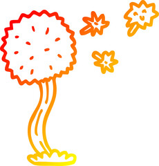 warm gradient line drawing cartoon blowing dandelion