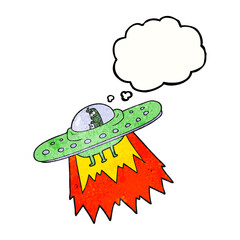 thought bubble textured cartoon ufo