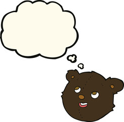 cartoon black bear face with thought bubble