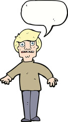 cartoon shocked man with speech bubble