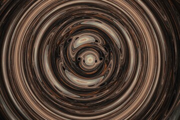 Dark orange swirling pattern of crooked waves on a black background. Abstract fractal 3D rendering