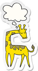 cartoon giraffe and thought bubble as a printed sticker