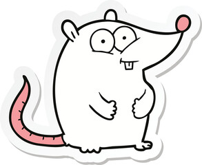 sticker of a cartoon happy white lab mouse