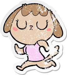 distressed sticker of a cute cartoon dog
