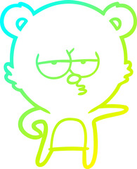 cold gradient line drawing bored bear cartoon