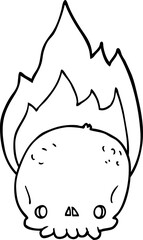 spooky cartoon flaming skull