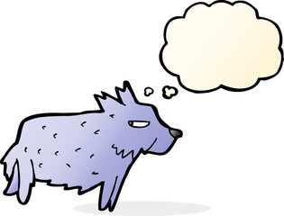 cartoon terrier with thought bubble