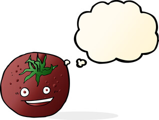 cartoon tomato with thought bubble