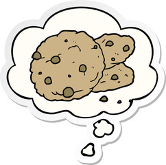 cartoon cookies and thought bubble as a printed sticker