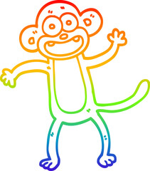 rainbow gradient line drawing cartoon crazy monkey