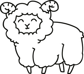 quirky line drawing cartoon ram