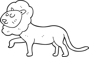 Obraz na płótnie Canvas black and white cartoon lion