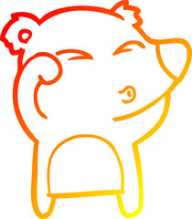 warm gradient line drawing cartoon tired bear rubbing eyes