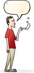 cartoon annoyed smoker with speech bubble