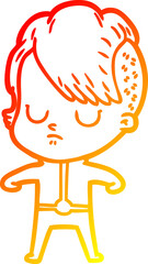 warm gradient line drawing cartoon woman