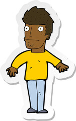 sticker of a cartoon worried man