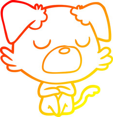 warm gradient line drawing cartoon dog